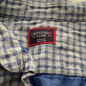 UNTUCKit Navy and Beige Checkered Shirt
